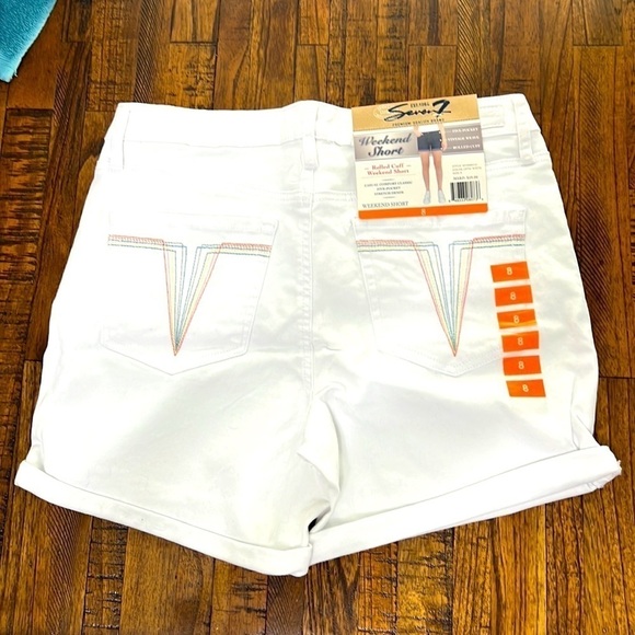 NWT Seven7 Shorts The Weekender White with multicolor stitching back pockets 8 - Picture 11 of 12